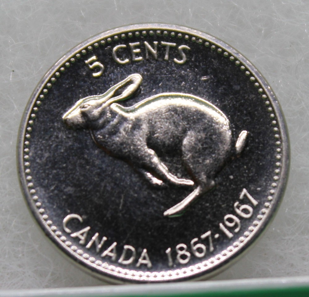 1967 Canada Five Cents - Rabbit - proof