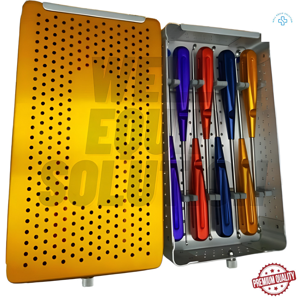 Bone Cervical Curettes, Orthopedic Spine Instruments - 8 Pcs Set with Case Box