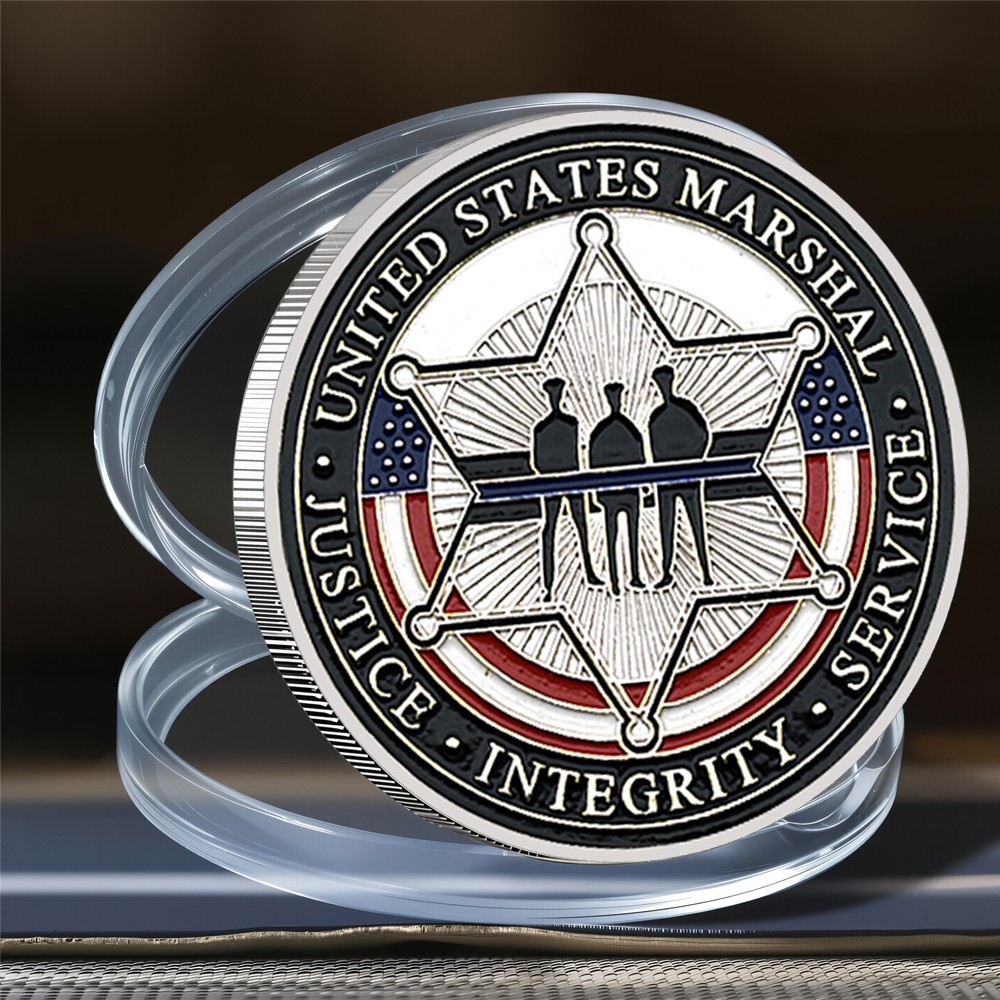 US Marshal Silver Plated Commemorative Justice Integrity Service Challenge Coin