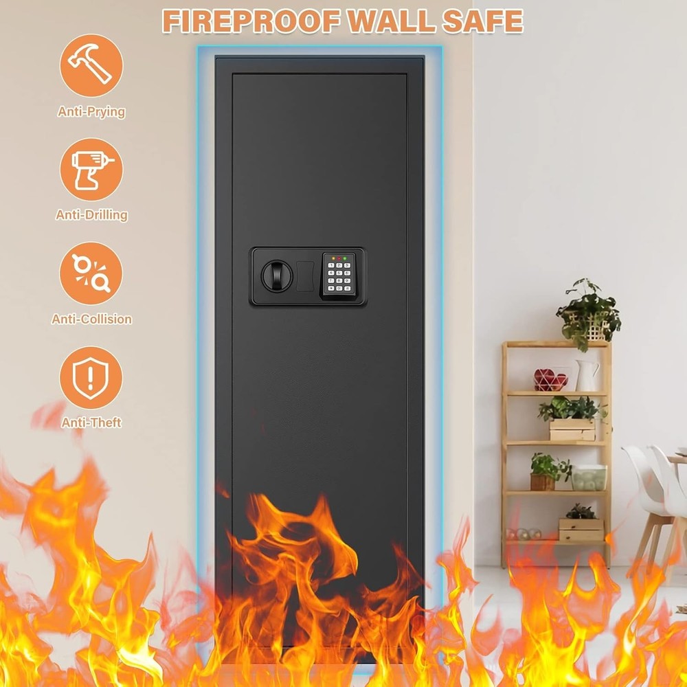 43.3" Tall Fireproof s Between the Studs 16" Centers, Electronic Hidden Safe ...