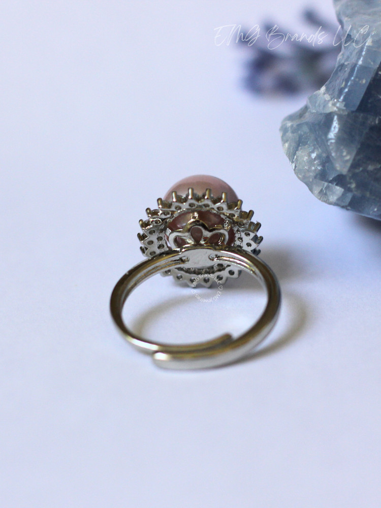 Pink Edison Pearl CZ Ring