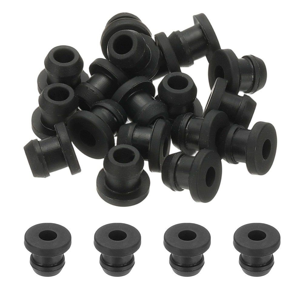 18pcs Wire Grommet, 6.5mm Mounting Dia Plastic Grommets Cable Hose Snap, Black