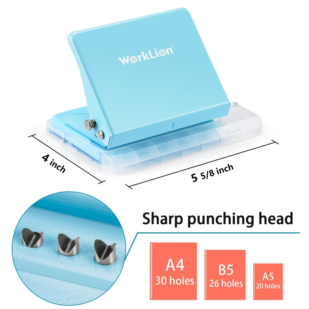 Worklion 10-Hole Binding Machine for Planners, Journals, Notebooks - Multicolor