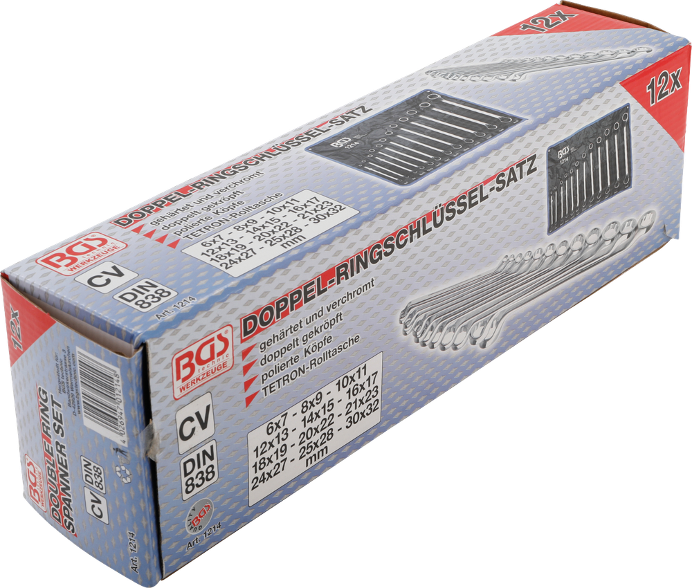 BGS - Double Ring Spanner Set, Deep Crank 6 - 32 mm, 12 Pcs - 1214