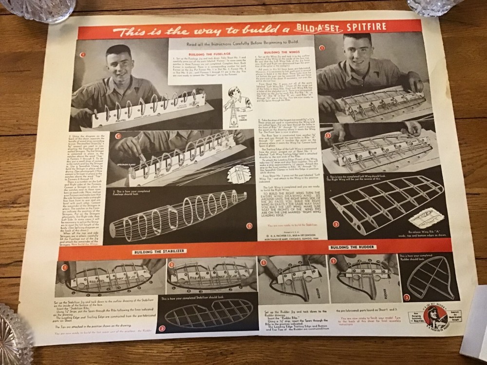 Plane Bild-A-Set Spitfire  Plan   22X17in  Brochure