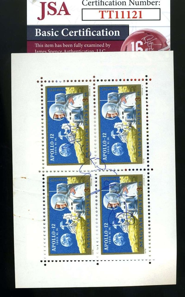 Dick Gordon JSA Coa Hand Signed 1969 Apollo 12 Stamp Block Autograph