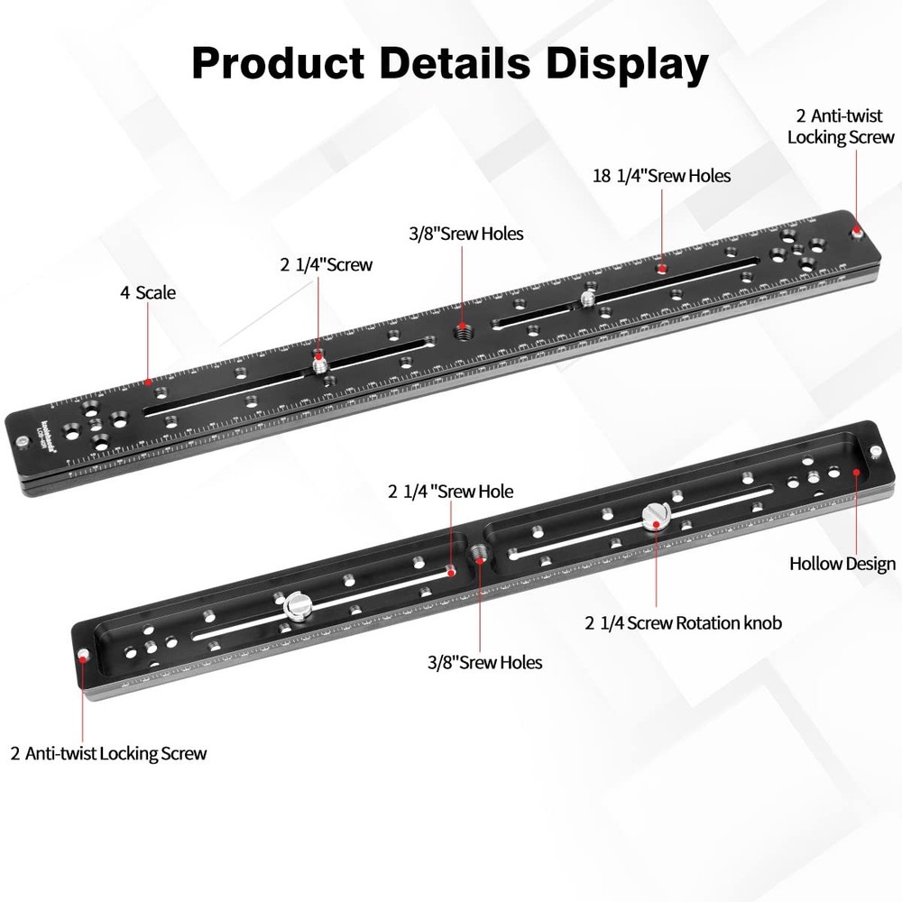Koolehaoda 400mm Rail Plate Multi-Purpose Dual Rail Quick Release Plate