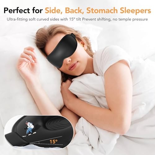 Light Blocking Sleep Mask with Adjustable Strap, 3D Eye Mask for Black