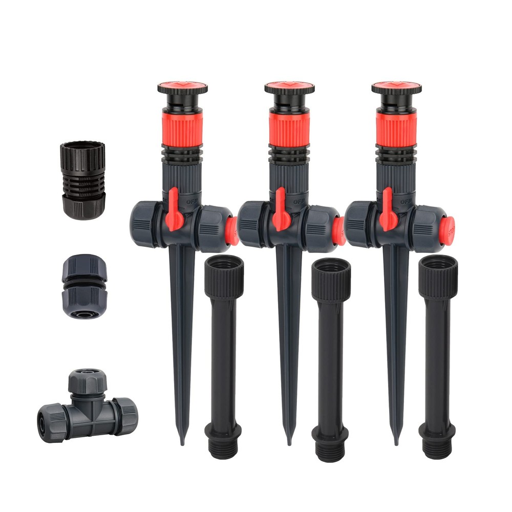 Eden 96093 Multi-Adjustable Flex Design Garden Sprinkler Set, Black, Red