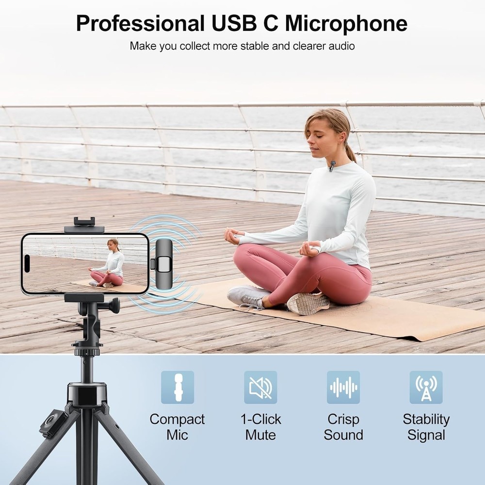 Compact Wireless Lavalier Mic for Content Creators - iPhone & Android Compatible