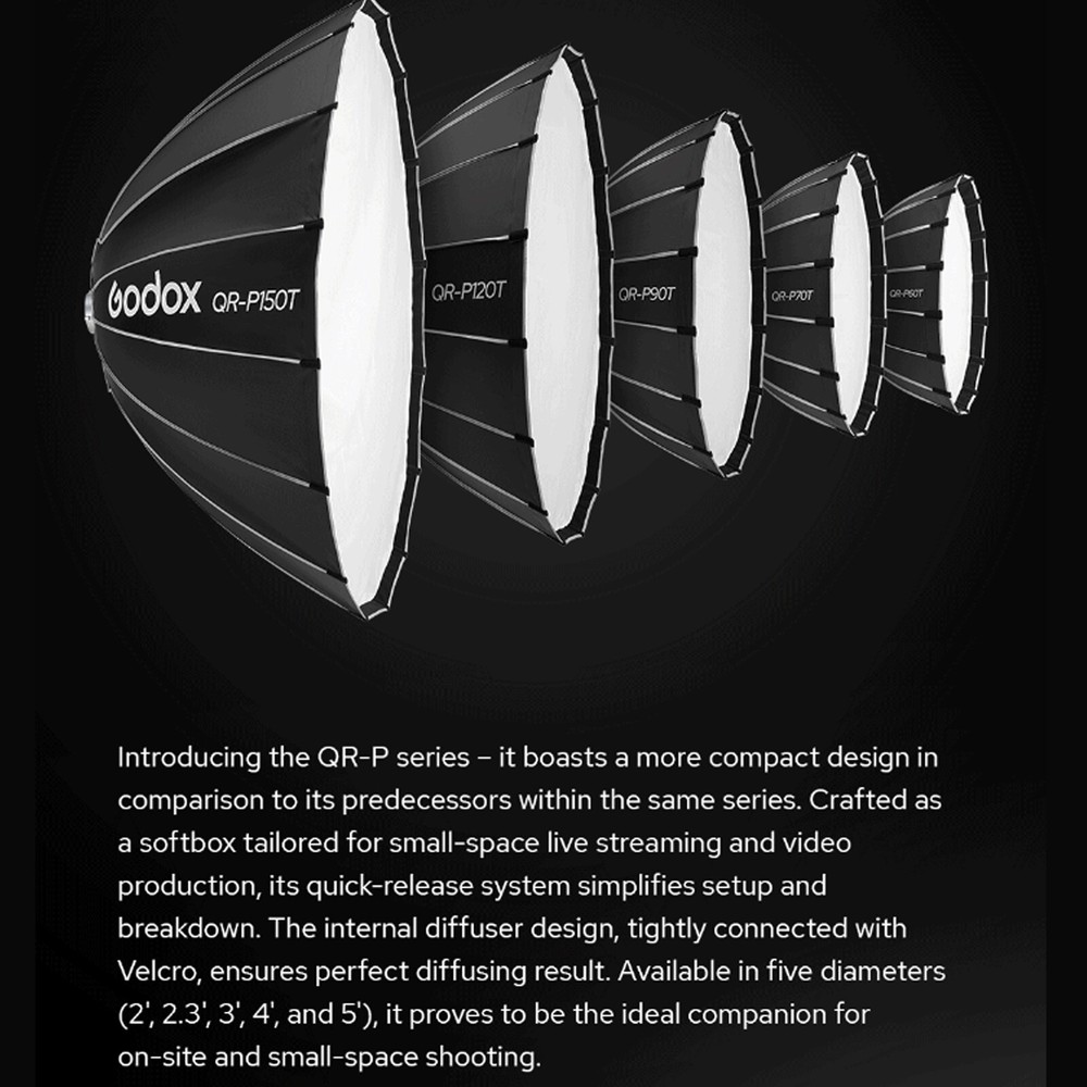 Godox QR-P150T 150cm Parabolic Softbox Quick Release Light Diffuser Soft boxes