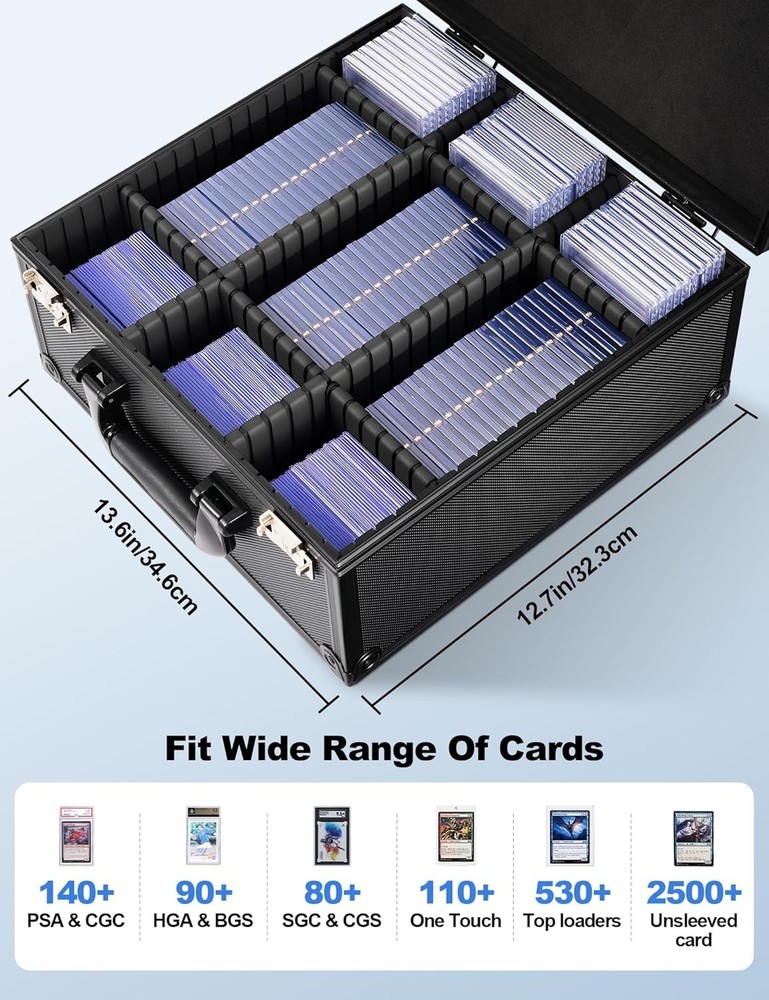 Graded Card Case with TSA Lock & Display Window, Aluminum Storage for PSA