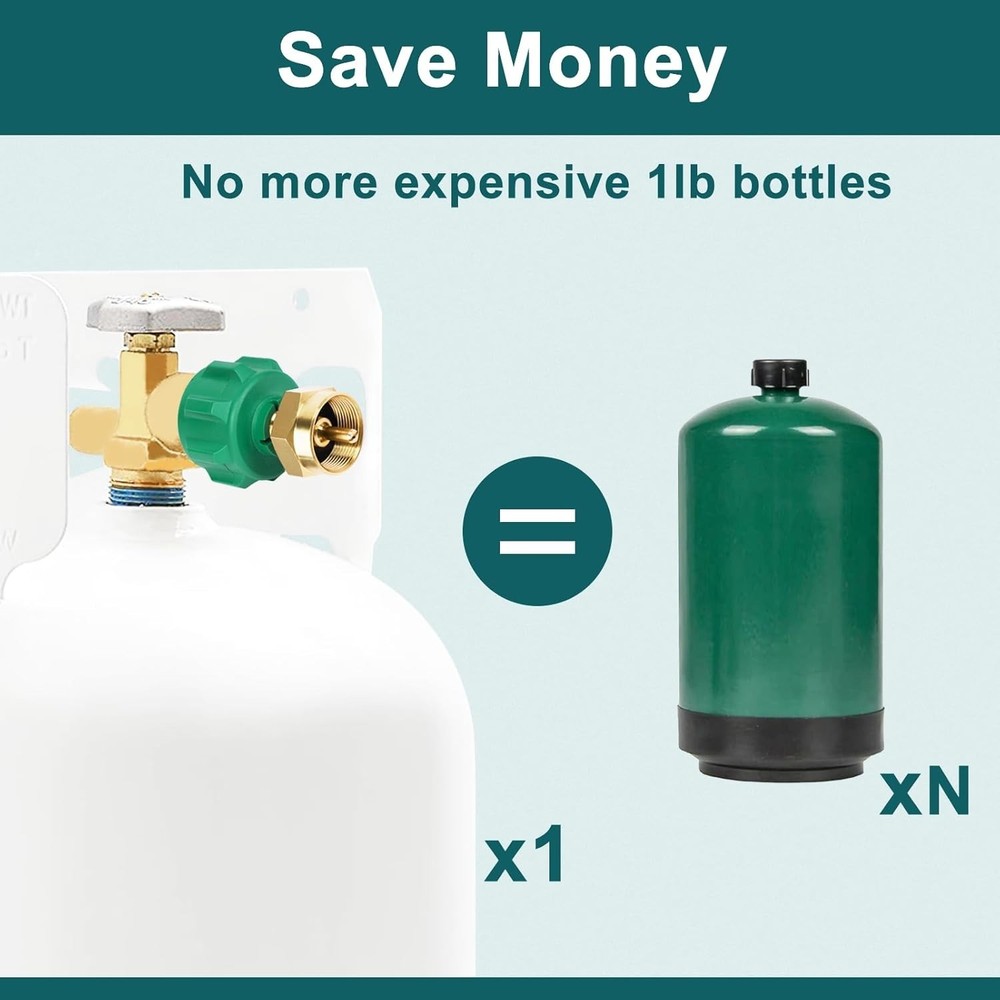 Fill 1 Pound Bottles from 20lb Tank, Easy to Use, Solid Brass