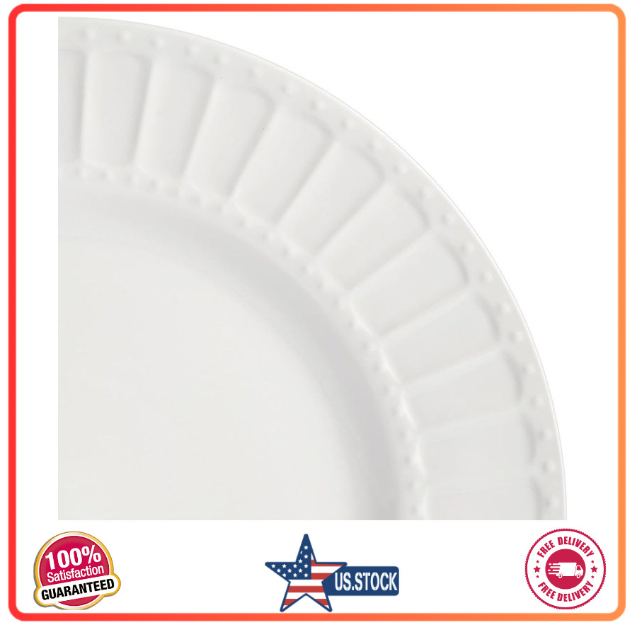 Zen Buffet Porcelain Dinnerware Set, Service for 8 (40pcs), White (Embossed)