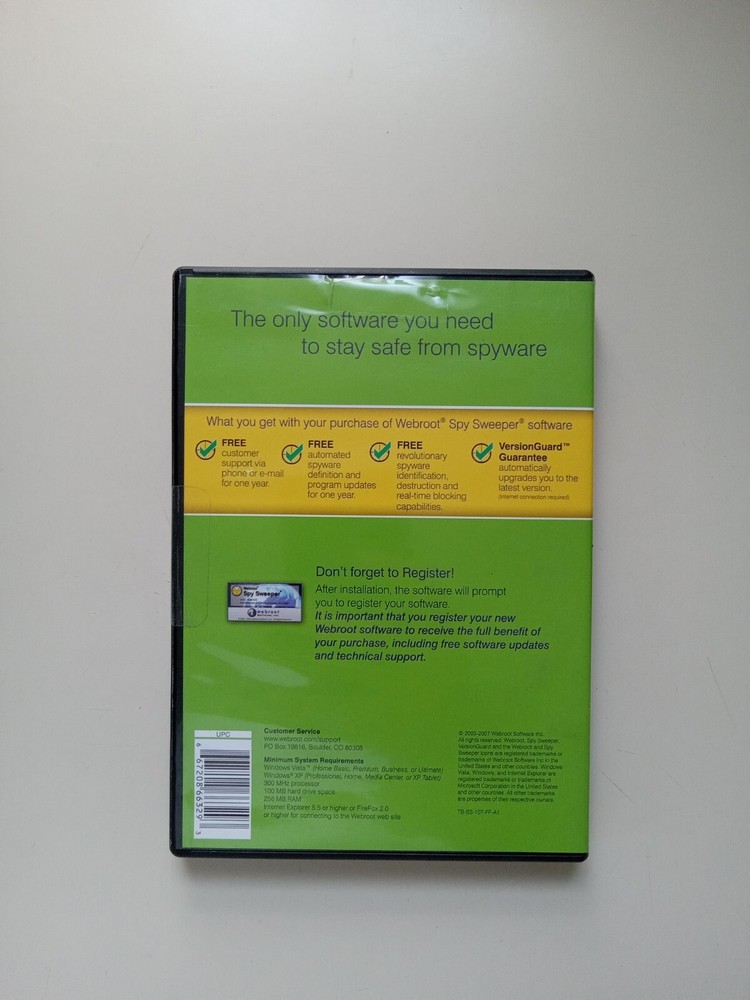 Webroot Software, Spy Sweeper, Windows, 2003-2007 (Excellent CD-Rom, With Code)