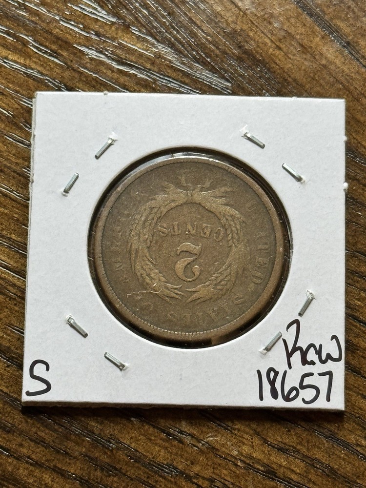 1864 Two Cent Piece Nice FN Fine U.S. 2c Type Coin (Raw18657)