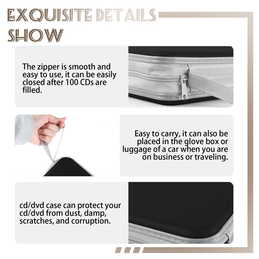 CD/DVD Case Storage, 100 Capacity Holder - Plastic Disc Case Storage Wallet B...