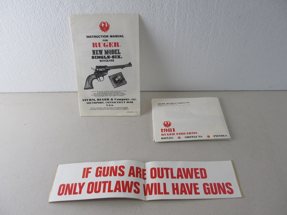 1979 Ruger Model Single Six & 1981 Advertisement + Sticker