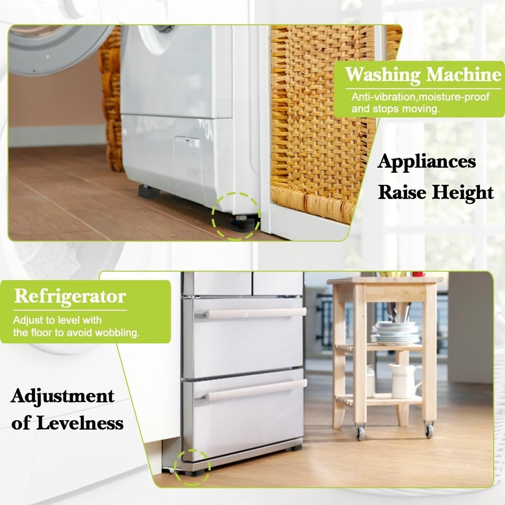 Versatile Furniture Elevators - 4 Pack Adjustable Risers, Easy to Install