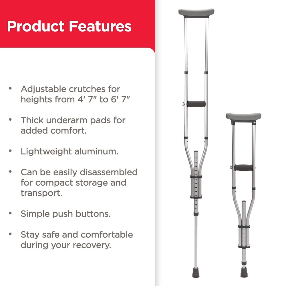 Equate Universal Crutches – Adjustable Walking Support for Adults