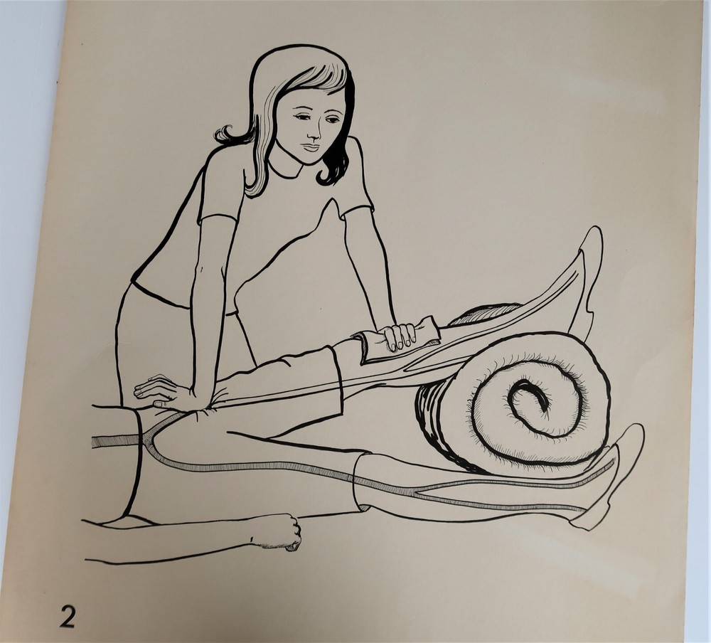Vtg American National Red Cross Basic First Aid Drawing 2 Side Ephemera 1970 2,5