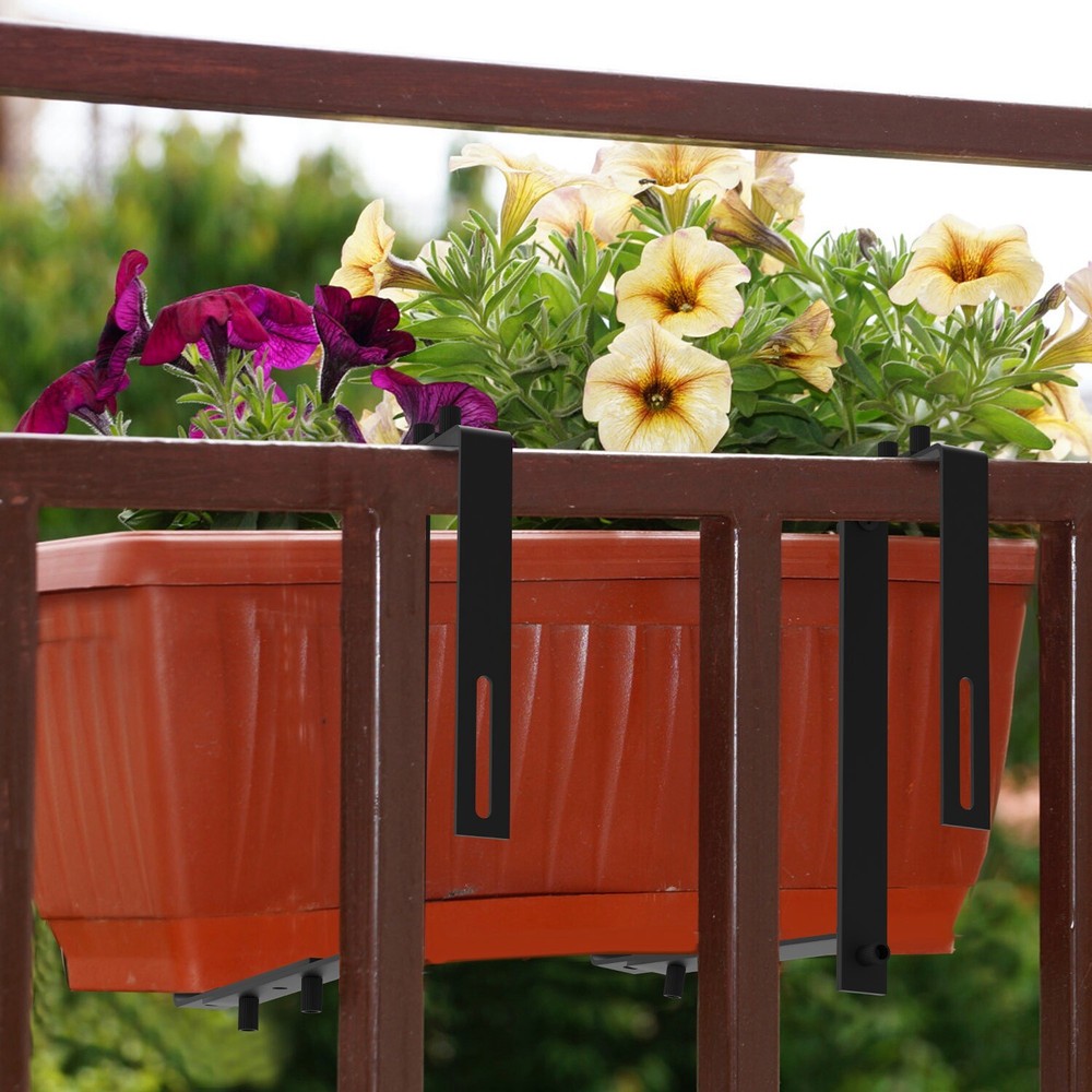 4PACK Window Box Holders Adjustable Planter Box Iron Brackets Flower Box Outdoor
