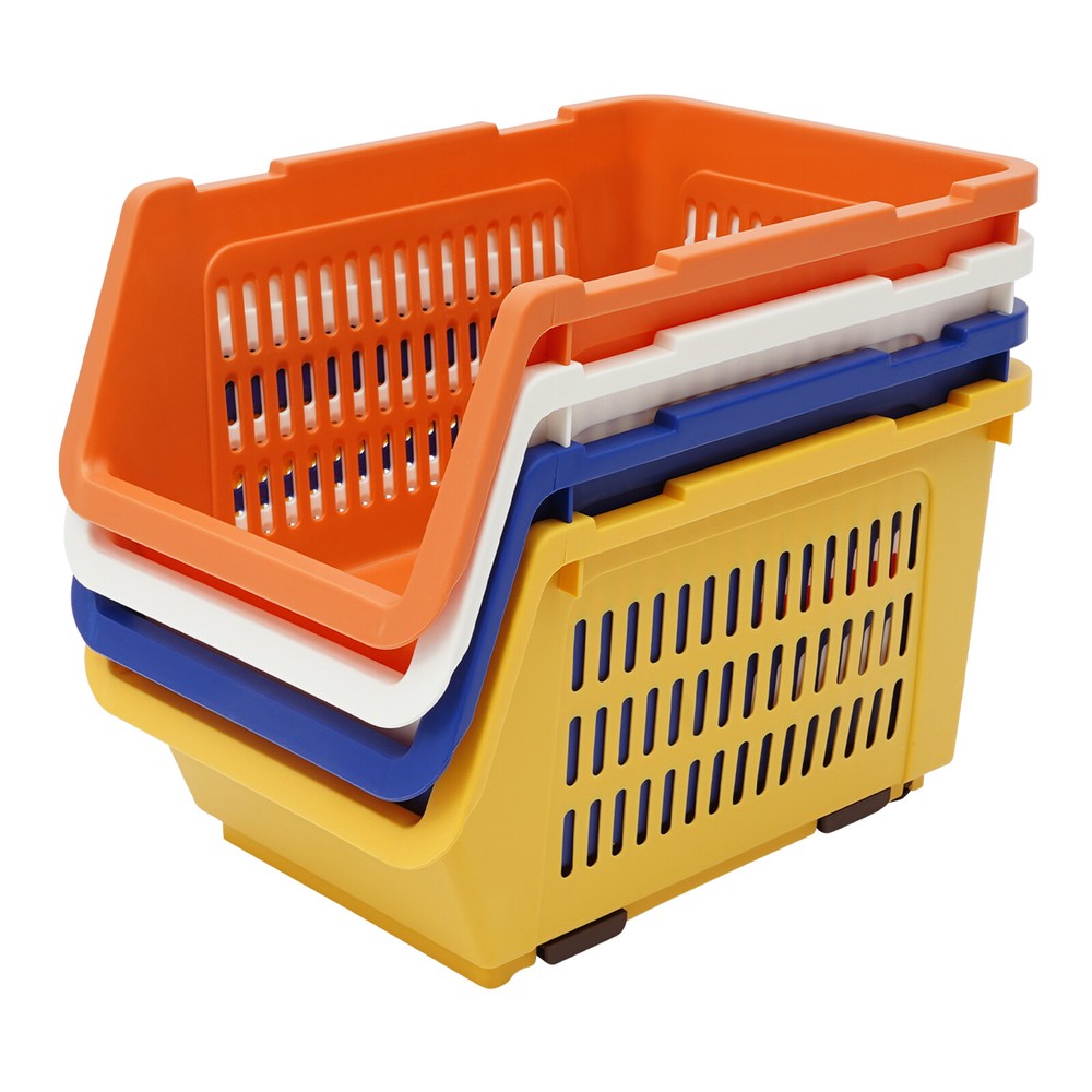 4 PCS Stacking Storage Baskets Modern Storage Bins Stackable Organizer Baskets