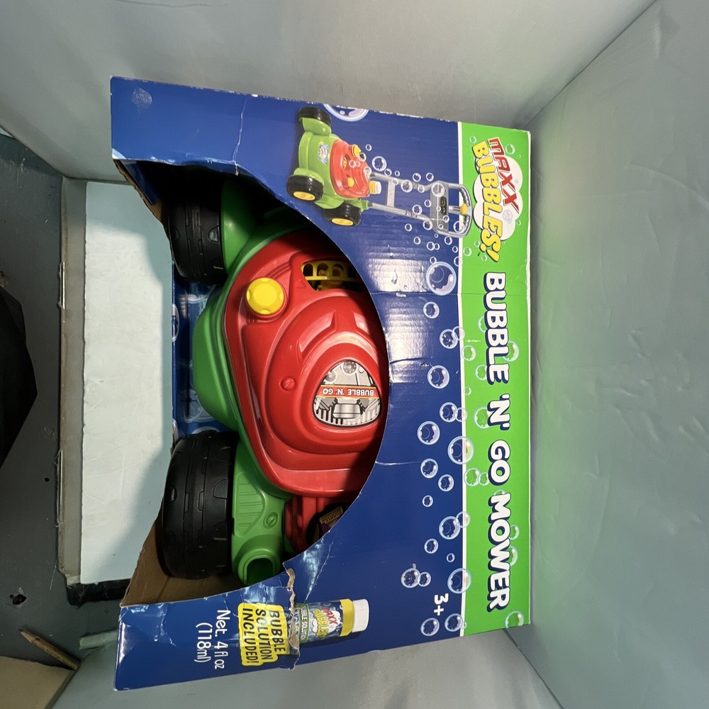 Maxx Bubbles Bubble-N-Go Toy Mower with Refill Solution NIB