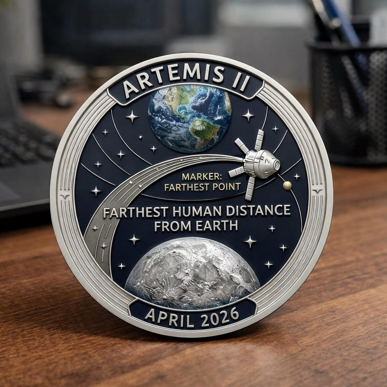 Artemis II Splashdown 2026 Commemorative Coin, Space Exploration Gift