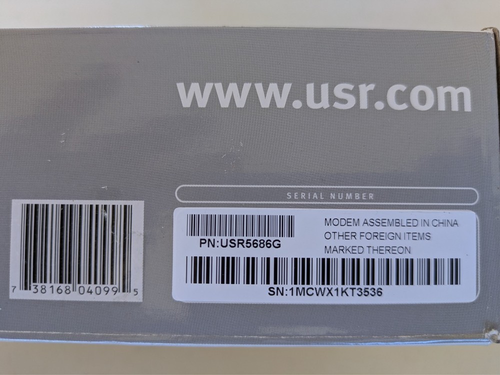 USRobotics USR5686G 56K External Serial Controller Fax Modem V.92 POS RS-232