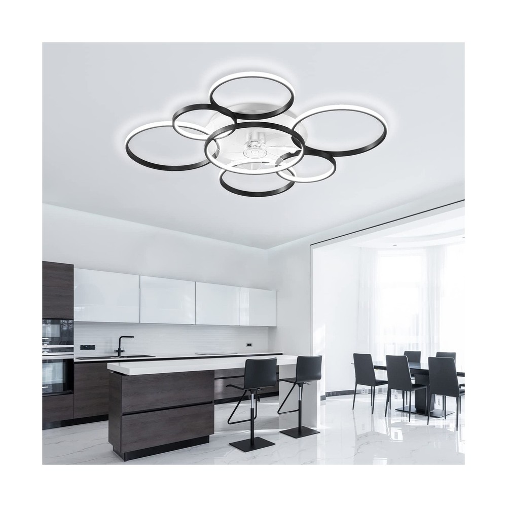 41" Modern Ceiling Fan with Light, Flush Mount Celing Fan with Led Light and ...