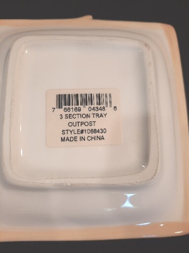 Handpainted Fall Leaves Three Section Ceramic Serving Dish