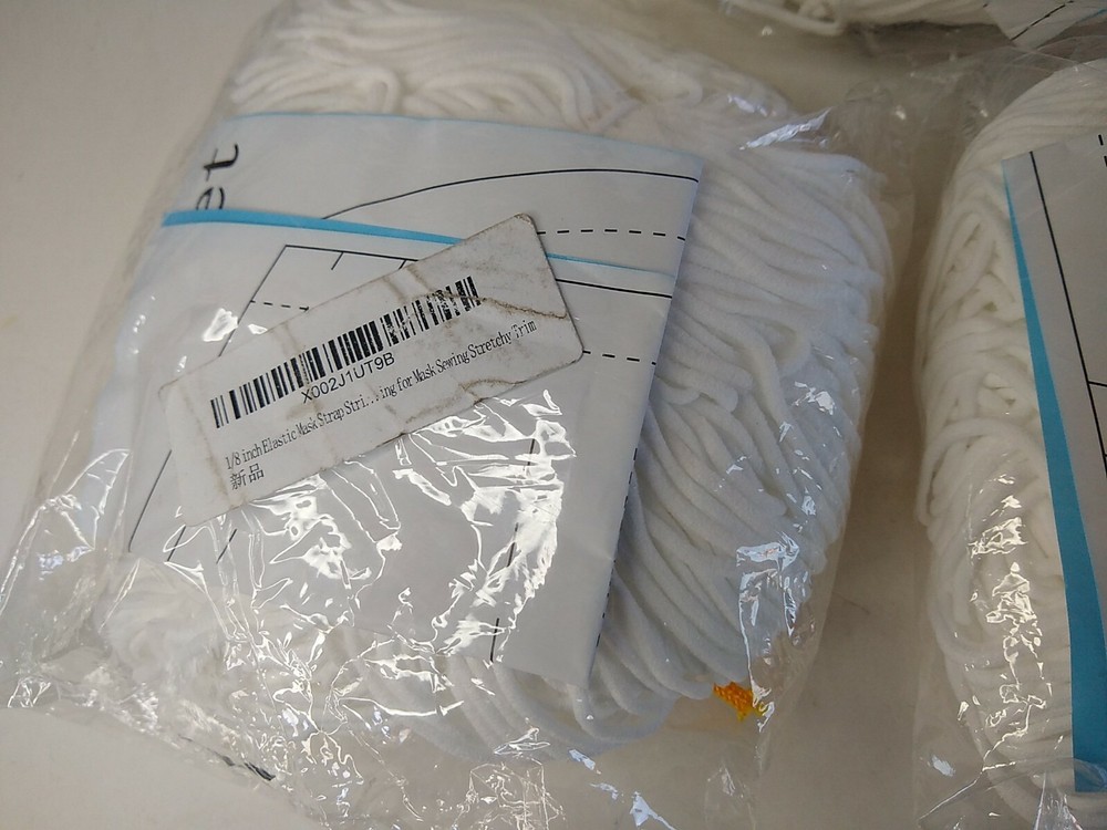 Elastic Strap Round 1/8" White (3) Pks Masks/Crafts/Sewing