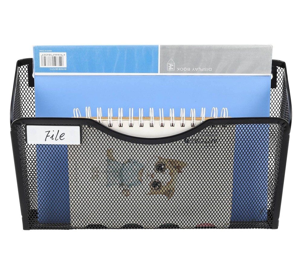 3 Pack Wall File Organizer with Label Panel, Mesh Hanging File Folder Organiz...