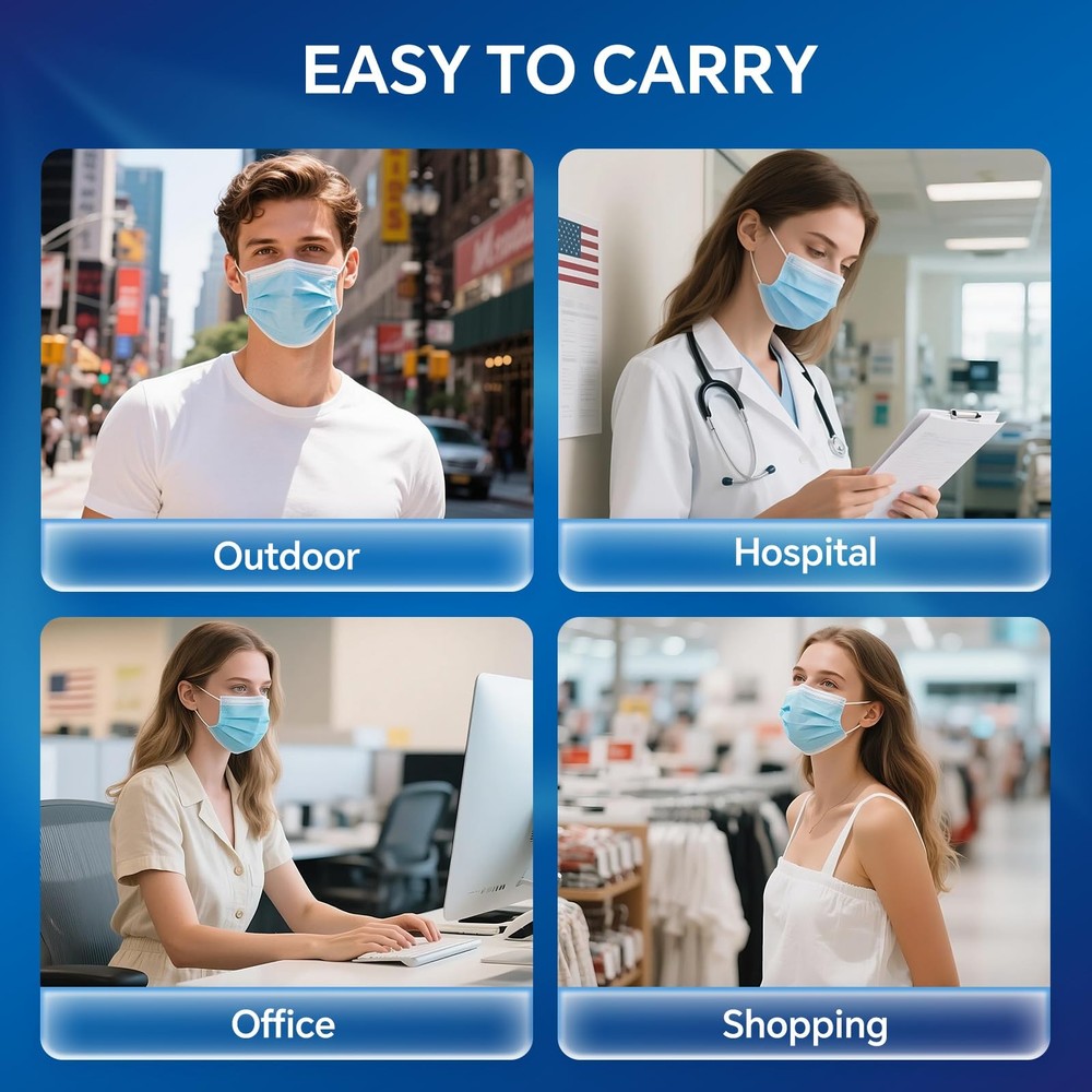 GTT 500PCS ASTM Level 3 Highly Protective 3 Layer Face Mask with Ear Loops - Ind