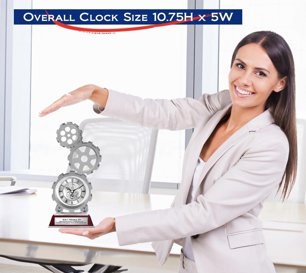 Personalized clock engraved gear shape clock engineer employee service award