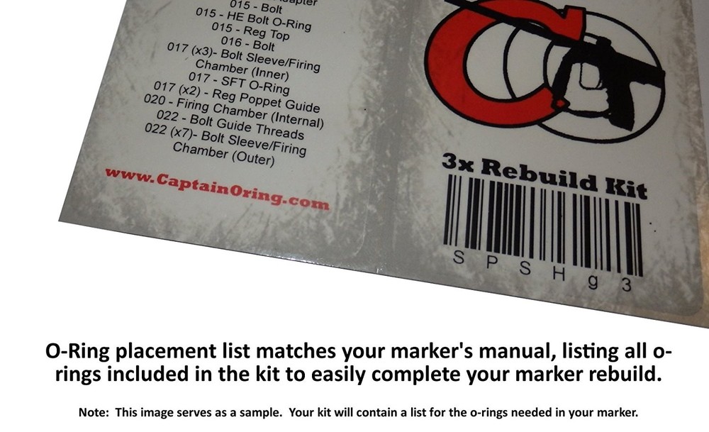 Planet Eclipse ETEK 3 - Color Coded 3x Oring Rebuild Kit