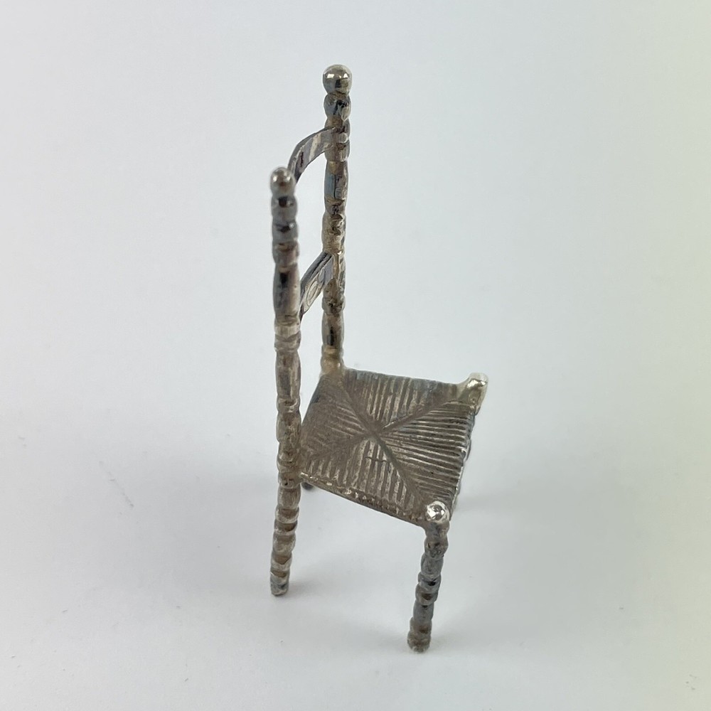 Antique Solid Silver Probably Dutch Miniature Farmhouse Chair 5cm