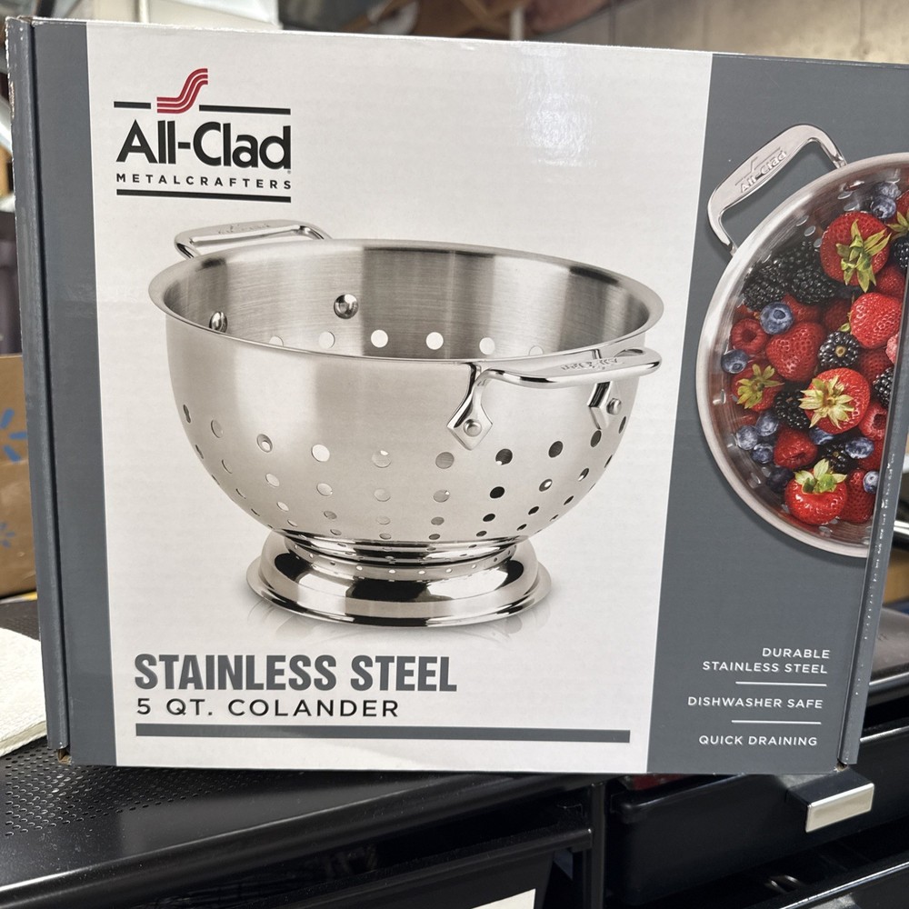 All-Clad Stainless Steel Colander 5 Quart Strainer, Pasta