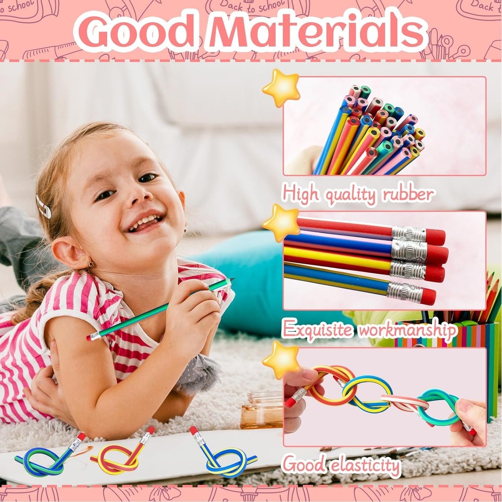 Flexible Pencils 50pcs Bendable Kids Set