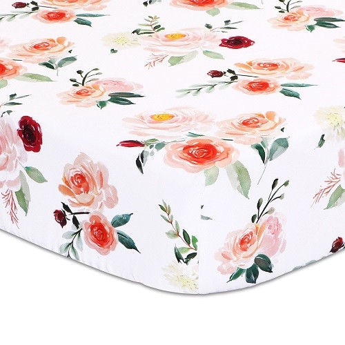 The Peanut Shell Rose 4-Pc Crib Bedding Set Includes Extra Crib Sheet *New