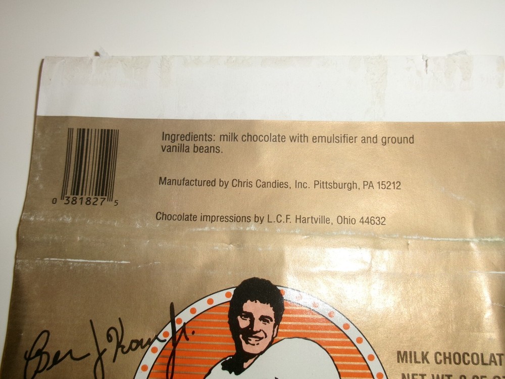 Original Bernie Kosar Milk Chocolate Candy Bar Wrapper