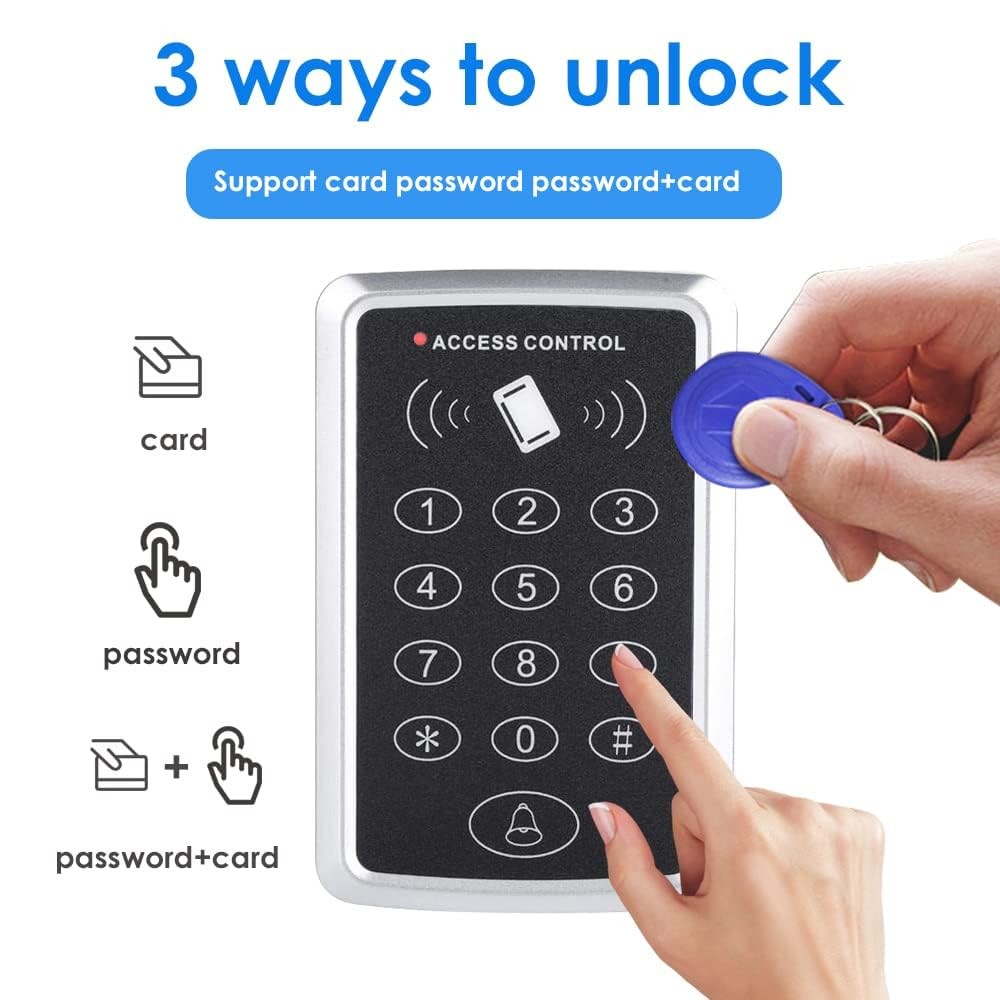 Door Access Control Keypad Stand-Alone Password RFID Reader with 5 Keyfobs