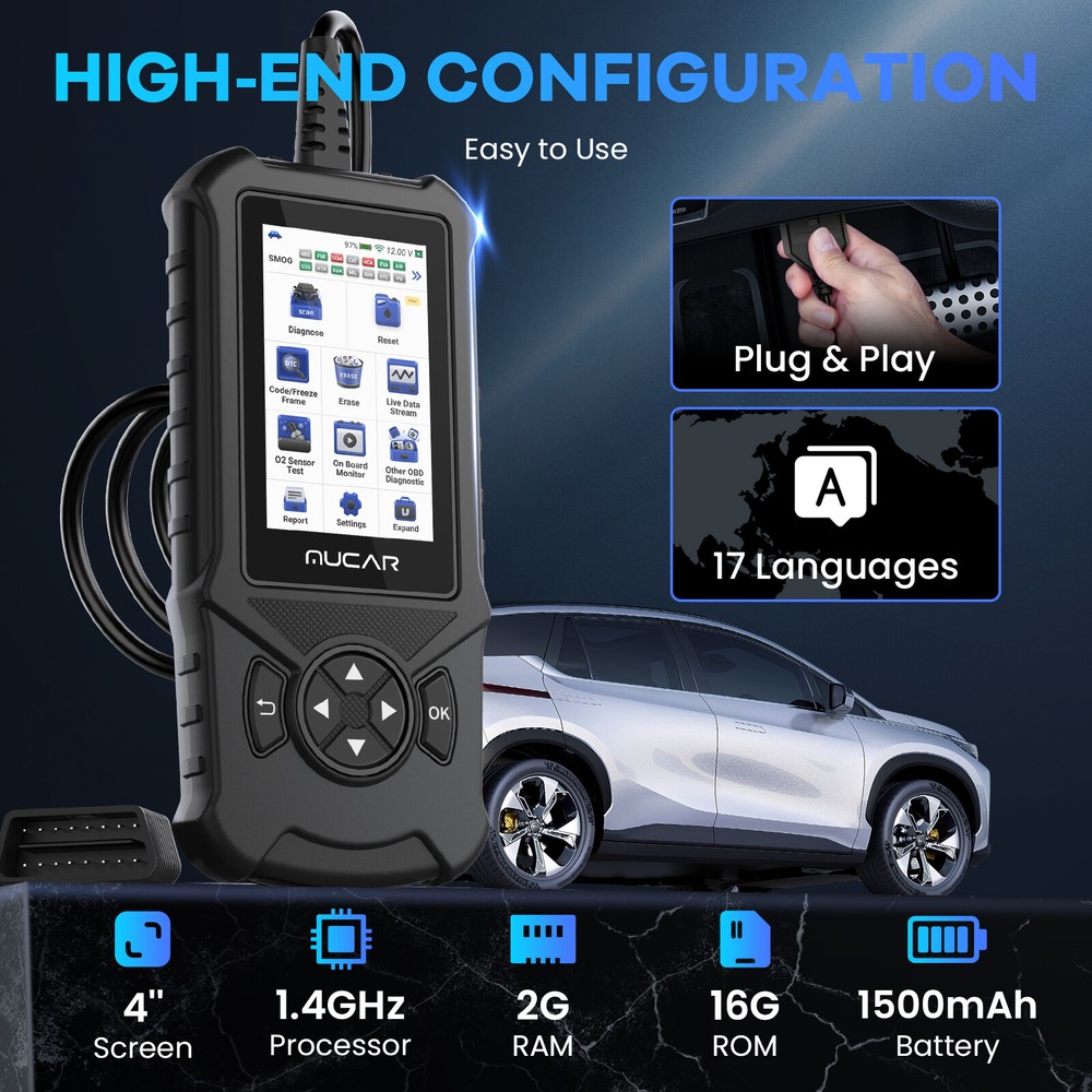 2025 MUCAR CDE900 Car Diagnostic Scanner ABS SRS OBD2 Code Reader Check Engine