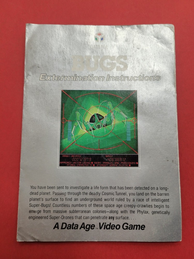 Original 1982 Data Age Bugs video game manual instructions