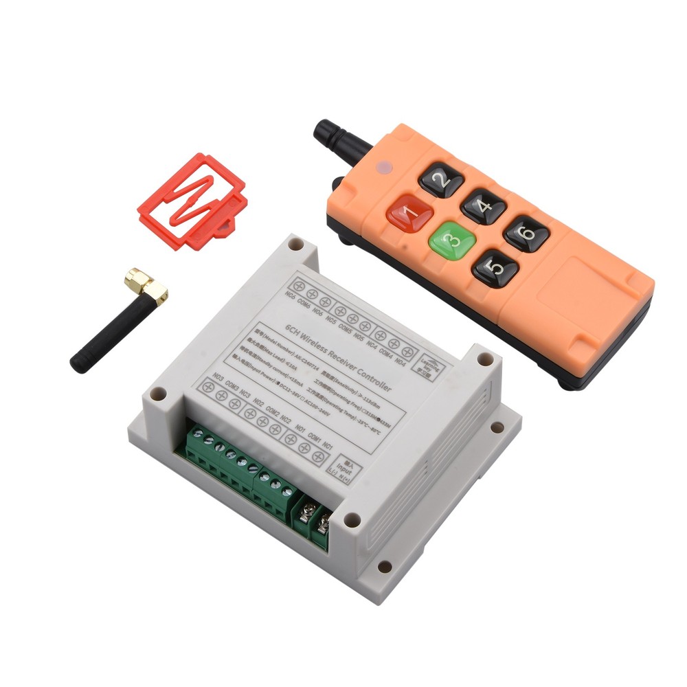 6 Channel 10A Relay Receiver Wireless Remote Control RF Switch 433mhz DC