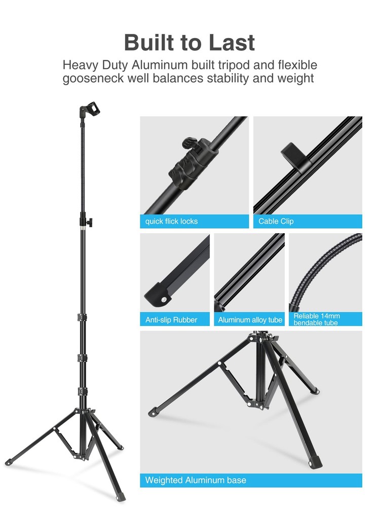 Aluminum Foldable Microphone Stand, 82’’ Tall & Height Adjustable Mic Stand