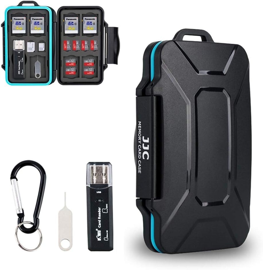 Multi-functional Memory Card Case - Waterproof - 27 Slots - USB 3.0 Card Reader