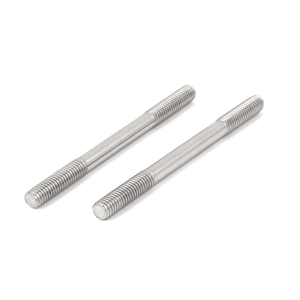 M8 x 100mm Tight Adjustable Push Rod Double End Thread Stud Silver Tone 10pcs