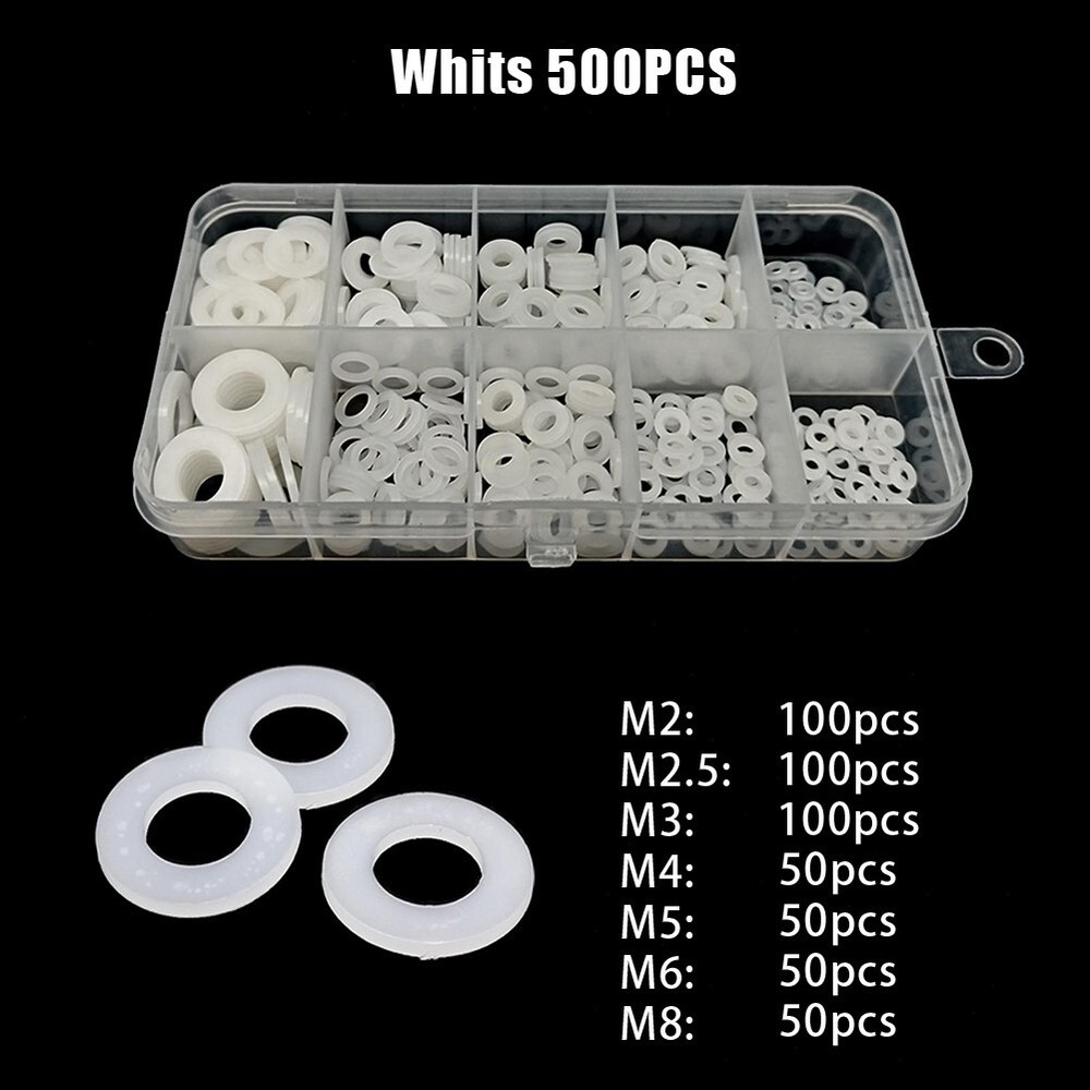 Convenient Pack of 500 White Plastic Washers for Home & Workplace